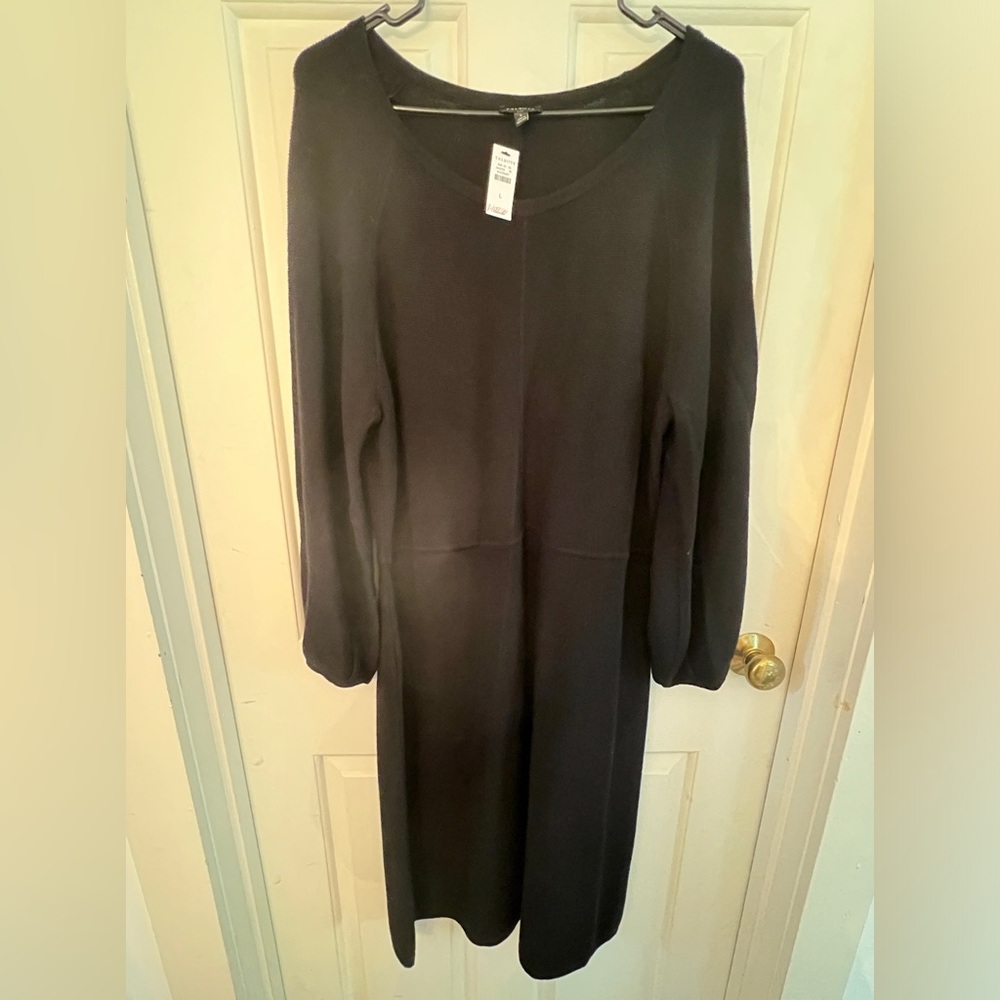 Talbots long sleeve black tunic sweater dress